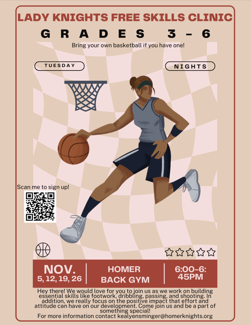 Starting Monday & Tuesday nights in Nov. there will be a FREE girls bb clinic 