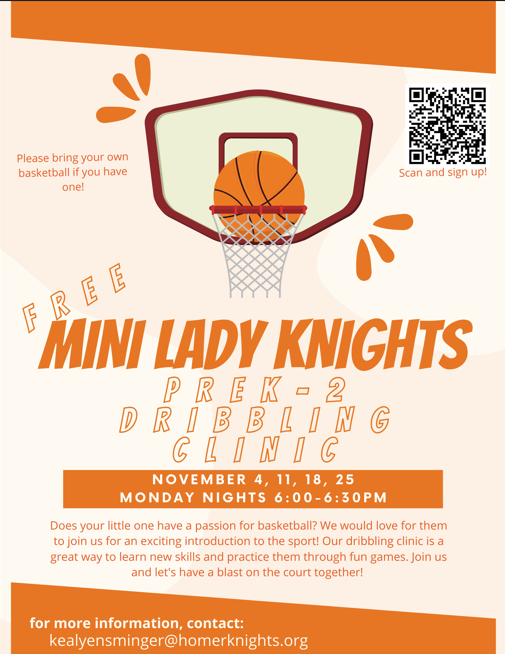 Starting Monday & Tuesday nights in Nov. there will be a FREE girls bb clinic